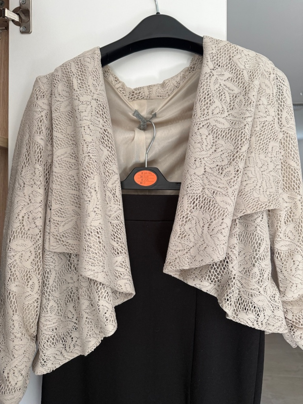 Forever 21 Lace Cascade Open-Front Cardigan - Beige